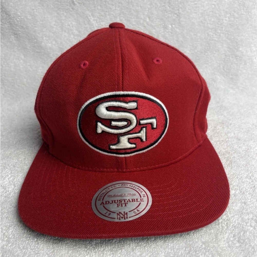 Vintage NFL San Francisco 49ers Mitchell & Ness Snapback Cap Retro All Red